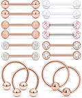 Ftovosyo 16Pcs Nipple Piercing Jewelry 14G Surgical Steel Nipple Rings Hoop Rings Retainer Piercing Jewelry for Women Men 14MM (9/16 Inch)