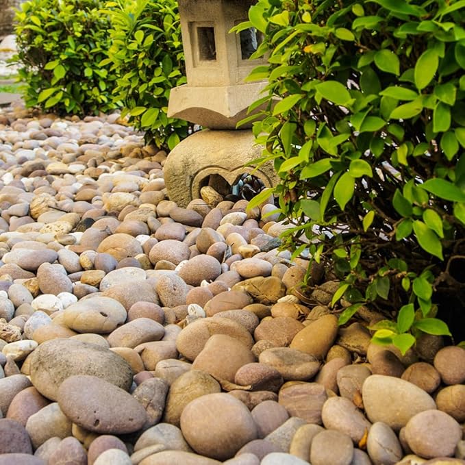 40lbs Natural River Rocks, 1-2" Premium Pebbles for Garden and Landscape Design, Hand-Picked Smooth Stones for Fish Tank, Flower Pots, Indoor Water Fountains, Pathways, Backyard-PurrikoPets