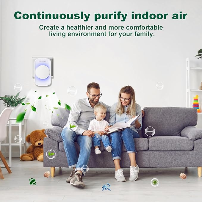 Air Ionizers for Home (1 Pack),Negative Ion Air Filter,Quiet Plug in air fresheners for Bedroom, Office, Kitchen,Garage,Portable Air Purifiers Odor, Smoke Dust, Pets, Mini Air Cleaner White-PurrikoPets