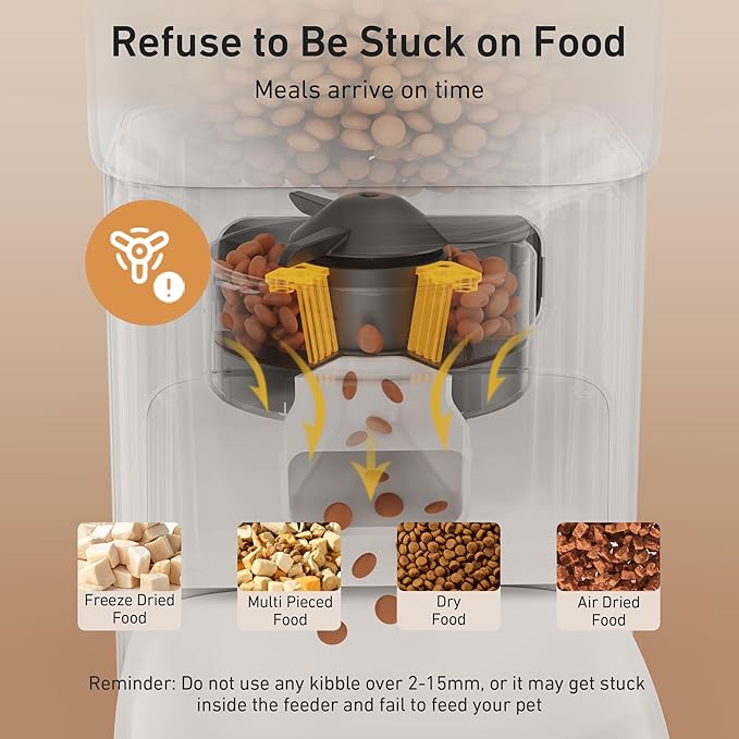 7L/29 Cups Automatic Dog Feeder, 5G WiFi Auto Cat Feeder with Desiccant Bag, Cat Food Dispenser, App Remote Feeding, Stainless Steel Bowl, Dual Power Supply, Ideal for 2-15mm Dry Food-PurrikoPets