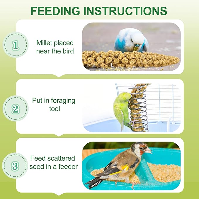 2LB Spray Millet Bird Treat for Parakeets, Natural Sun-Dried Birds Millet Spray for Parrots, Finches, Cockatiel, Budgie & Hamster, Bird Food Bulk-PurrikoPets