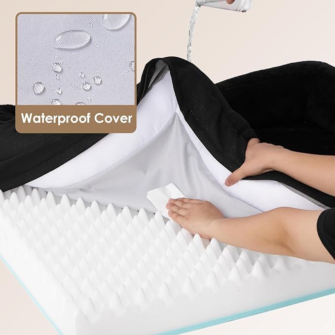 EHEYCIGA Memory Foam Dog Bed for Large Sized, Orthopedic Dog Sofa with Sides and Waterproof Liner, Washable Bolster Pet Couch with Removable Cover, 41x27x7.5 Inch, Black-PurrikoPets