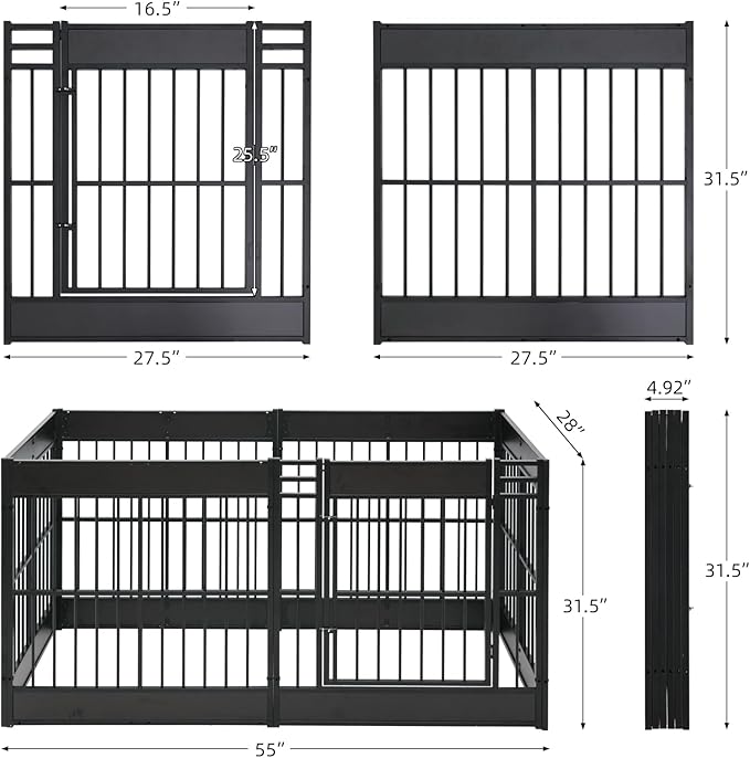 Dog Playpen, 31.5" Height Dog Pen Indoor, Heavy Duty, Safe and Sturdy, Furniture Style Puppy playpen-PurrikoPets