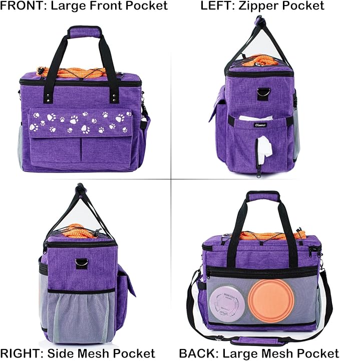 Dog Travel Bag, Airline Approved Dogs Bags for Traveling, 2 Dog 's Food Travel Container and Collapsible Bowls, Weekend Pet Travel Bags (X-Large)-PurrikoPets