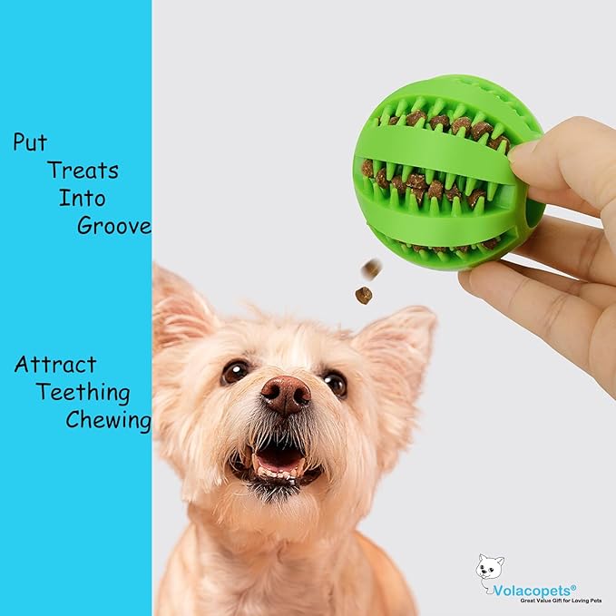 Dog Puzzle Toy, Treat and Dental Balls, Interactive Treat Dispensing Toy for Dogs, Durable Puppy Toys for Teething Small Dogs, Rubber Teeth Balls, Slow Feeder, 2-Pack (Medium Large)-PurrikoPets