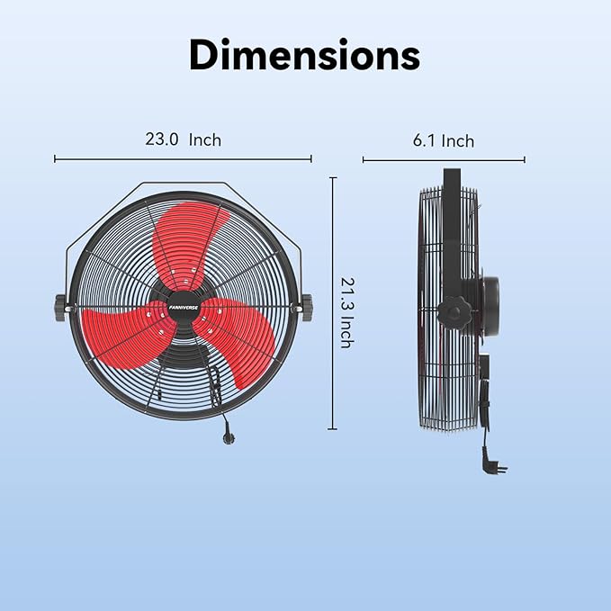 18 Inch Wall Fan Pro Series - 4900 CFM 3 Speed High Velocity Industrial Wall Mount Fans for Commercial, Residential, Warehouse, Covered Patio, Shop, Garage, Barn, Gazebo UL Safety Listed-PurrikoPets