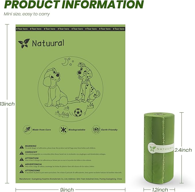 Dog Poop Bags Rolls-600 Counts, 40Rolls, Biodegradable Poop Bags Made of Cornstarch, 100% Leak Proof and Easy to Open (Green)-PurrikoPets