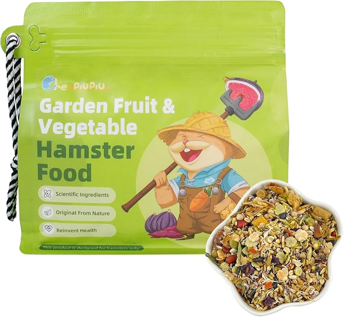Garden Fruit & Vegetable Hamster Food Mix Natural Small Pet Food Made for Hamsters 1LB Critical Care Healthy Dwarf Hamsters Feed New Packaging-PurrikoPets