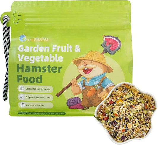 Garden Fruit & Vegetable Hamster Food Mix Natural Small Pet Food Made for Hamsters 1LB Critical Care Healthy Dwarf Hamsters Feed New Packaging-PurrikoPets