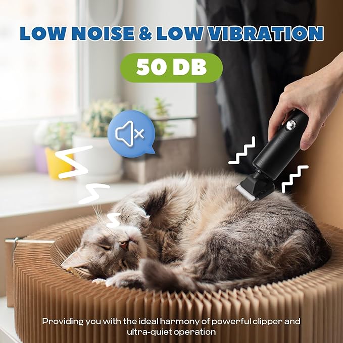 300W Pet Grooming Clippers (2000-6600rpm Stepless Speed Control, Heavy-Duty Commercial Grade, 13ft Power Cord, Low Noise< 50db, with Extra Blade) (300W Stepless Speed Control)-PurrikoPets