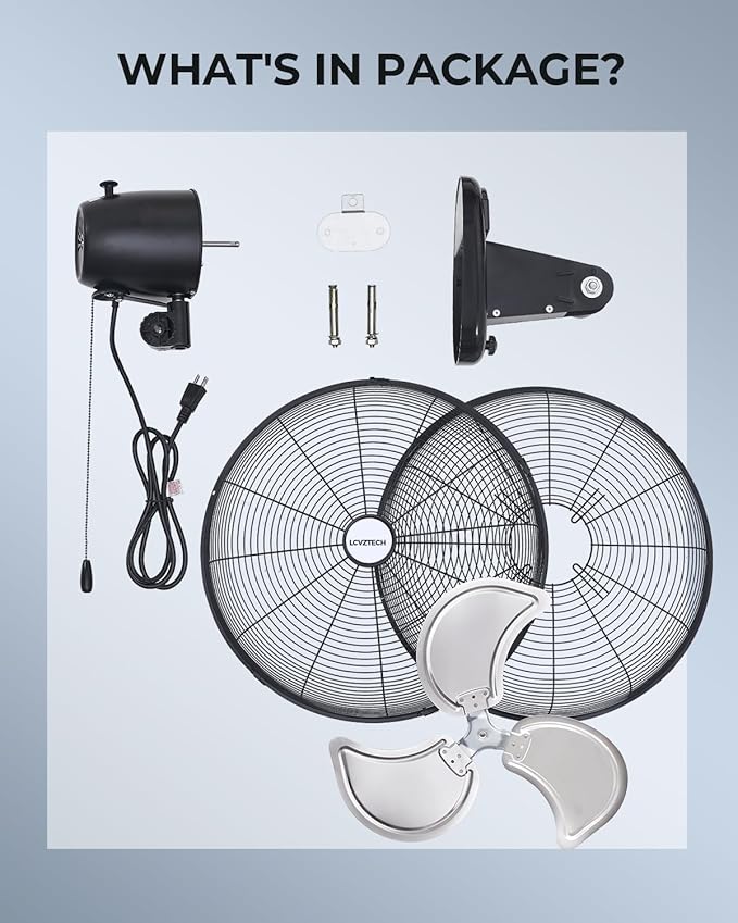 20 inch Wall Mount Fan Oscillating, 3-Speed 5500 CFM High Velocity Industrial Wall Mounted Fan, Heavy Duty Air Circulator for Garage, Shop, Gym, Workshop, Covered Patio - UL Listed-PurrikoPets