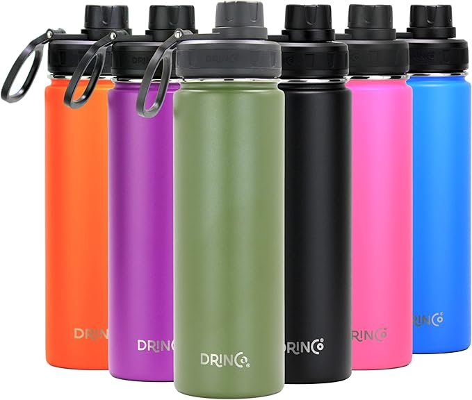 Drinco Stainless Steel Water Bottle Spout Lid Vacuum Insulated Double Wall Water Bottle Wide Mouth (40oz 32oz 22oz 18oz 14oz) Leak Proof Keeps Cold or Hot (22 oz, 22oz Forest)-PurrikoPets