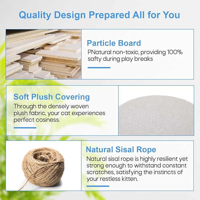 FDW Cat Tree 54in Cat Tower Multi-Level Durable Cat Scratching Post & Cozy Fun Cat Jumping Platform Space Saving Cat Condo Pet Play House for Indoor Cats,Beige-PurrikoPets