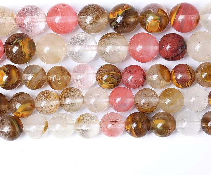 38PCS 10mm Natural Stone Beads Watermelon Tourmaline Gemstone Round Loose Spacer Beads for Jewelry Making DIY Bracelet Necklace 15 Inch,Energy Stone Healing Power