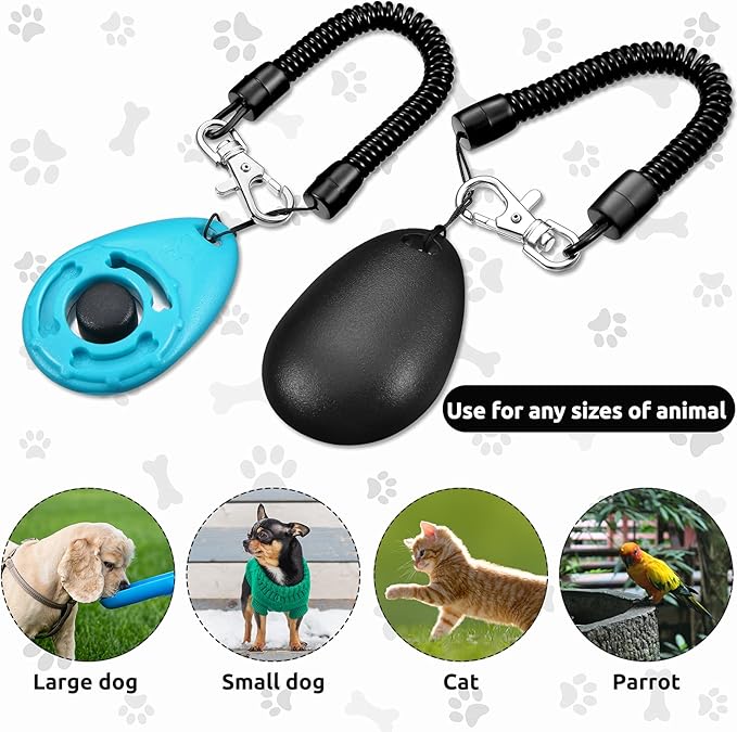 Frienda 18 Pieces Dog Training Clicker, Pet Behavioral Training Clickers with Wrist Strap for Dogs Cats Puppy Birds Horses(Multicolor)-PurrikoPets