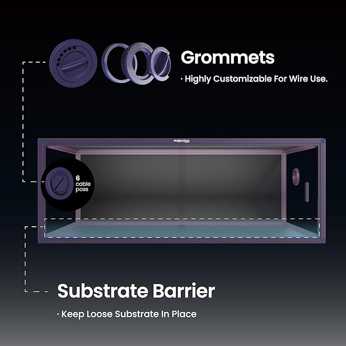 85 Gallon Reptile Tank, Front Opening Snake Tank for Easy Maintenance, Reptile Enclosure with Top Screen Ventilation 48''x24''x18''-PurrikoPets