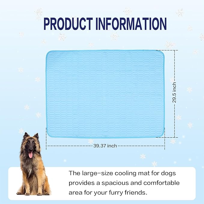 39 Inches× 29 Inches Cooling Mat for Dogs/Cats Immediately Dog Cooling Mat in Summer, Ice Silk Latex Anti-Slip Pet Sleeping Pad Sky Blue Dog Pad Suitable for Car/Indoor/Tourism Use-PurrikoPets