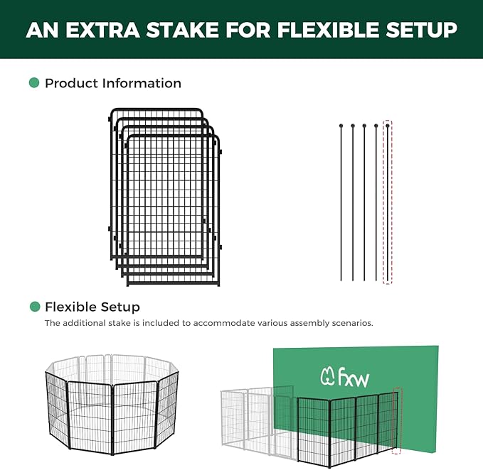 FXW Homeplus Unleashed Indoor Dog Playpen - Stress-Free and Safe Play, Heavy Duty 45 Inch 4 Wire Panels Dog Pen for Large Dogs, Black│Patented-PurrikoPets