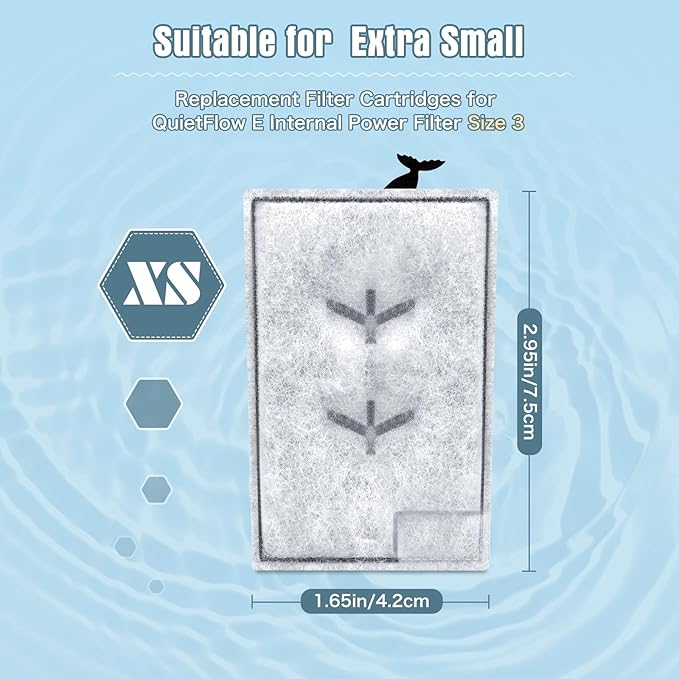 Erreloda 15 Packs Extra Small Filter Cartridges Replacement Compatible with Aqueon QuietFlow E Internal Power Filter Size 3-PurrikoPets