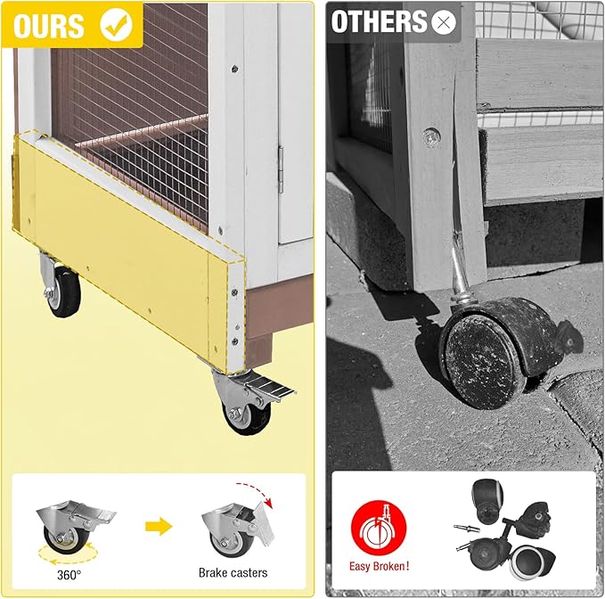 Aivituvin 2-Tier Rabbit Hutch with Tarp Door and Wheels Bunny Cage Indoor Outdoor Guinea Pig Cage Expandable with Pet Playpen 36" L, Brown-PurrikoPets