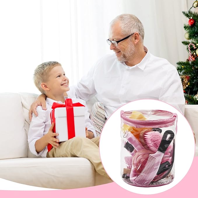 9 Pieces Horse Grooming Kit Tack Room Supplies Set with Organizer Tote Bag, Oval Massage Curry, Hard and Soft Brush, Hoof Pick, Sweat Scraper, Bathing Sponge, Combs for Horse Riders Beginners (Pink)-PurrikoPets