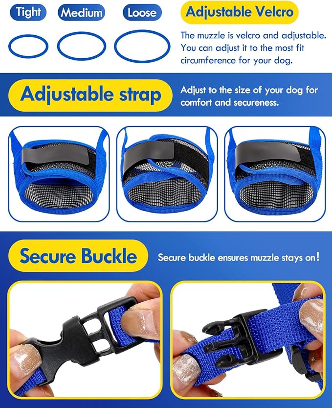 Dog Muzzle, Soft Air Mesh Muzzle for Small Medium Large Dogs Anti Biting Barking Chewing, Breathable Drinkable Adjustable Loop Pets Muzzle for German Shepherd Husky Labrador Retriever (Blue,S)-PurrikoPets