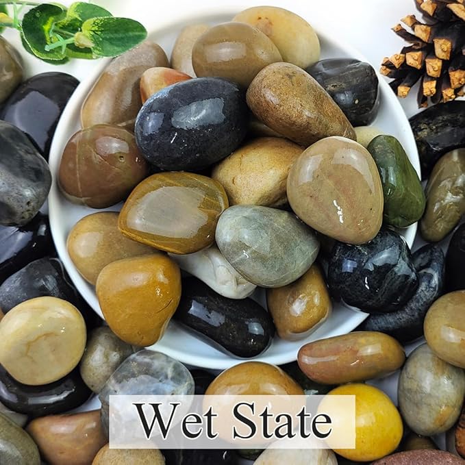 40lbs Natural River Rocks, 1-2" Premium Pebbles for Garden and Landscape Design, Hand-Picked Smooth Stones for Fish Tank, Flower Pots, Indoor Water Fountains, Pathways, Backyard-PurrikoPets