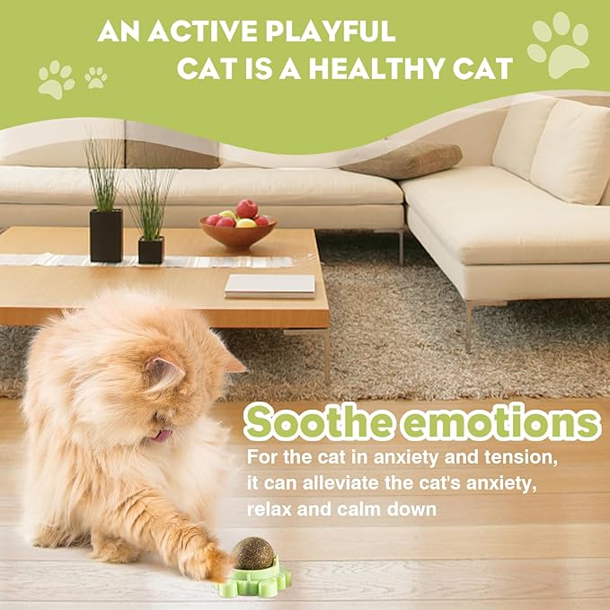 360° Catnip for Cats Wall Catnip Rollerball Licking Ball Cat Nips Mint Magic Cat Stick on Wall Crack Balls Lickable Play Chew Teeth Cleaning Pet Chew Indoor Outdoor-PurrikoPets