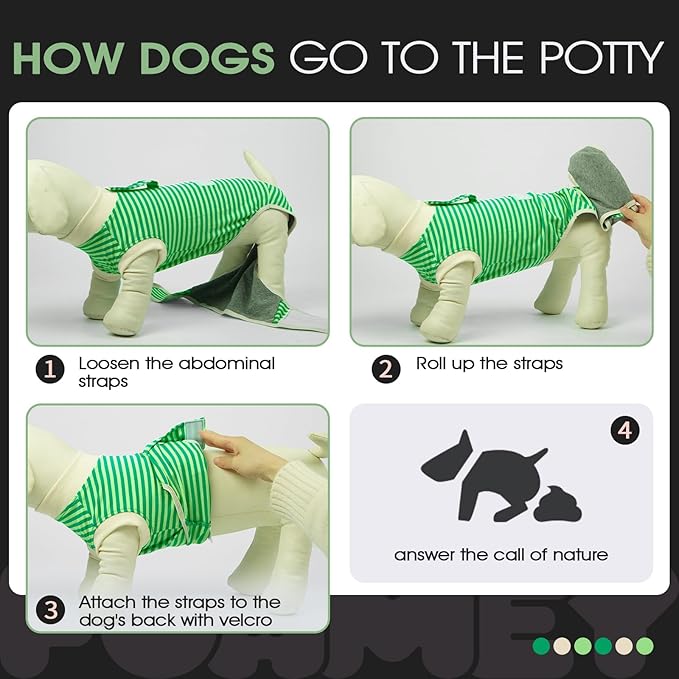FUAMEY Dog Recovery Suit Male,Dogs Surgery Neuter Suits Puppy Spay Shirts for Female Protect Dog's Skin Anti Licking Abdominal Wounds Doggie Onesie Pet Bodysuit Alternative to Cone Green Stripes XL-PurrikoPets