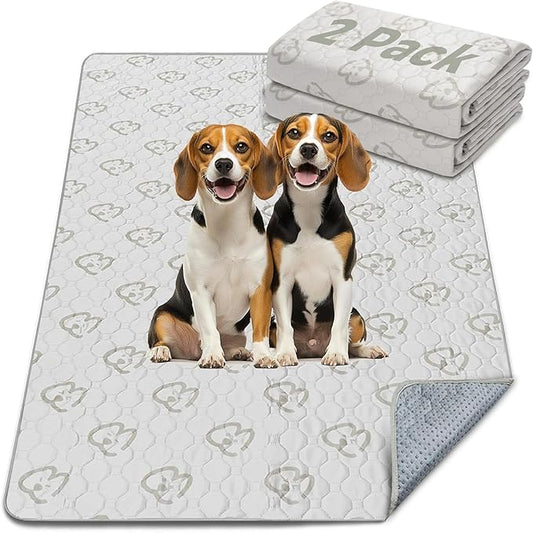 FXW Washable Pee Pads for Dogs, Puppy Pads with Super Absorbent, Specifically Designed for FXW Rollick/Homeplus 32/40/45inch 6 Panels Dog Playpen, 71" × 43" Rectangle, Khaki, 2 Packs-PurrikoPets