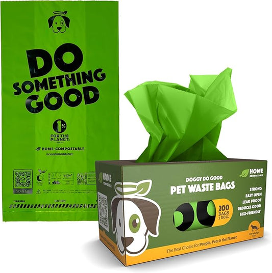 Doggy Do Good Poop Bags for Dogs (200 Ct), Easy Open Dog Poop Bags Rolls, Certified Home Compostable-PurrikoPets