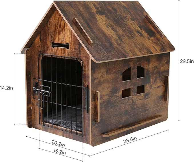Dog House Indoor for Small Dogs or Cats, Cozy Wooden Design, Small Indoor Bed House, with Air Vents and Elevated Floor Warm Dog Cave (Large Color-2)-PurrikoPets