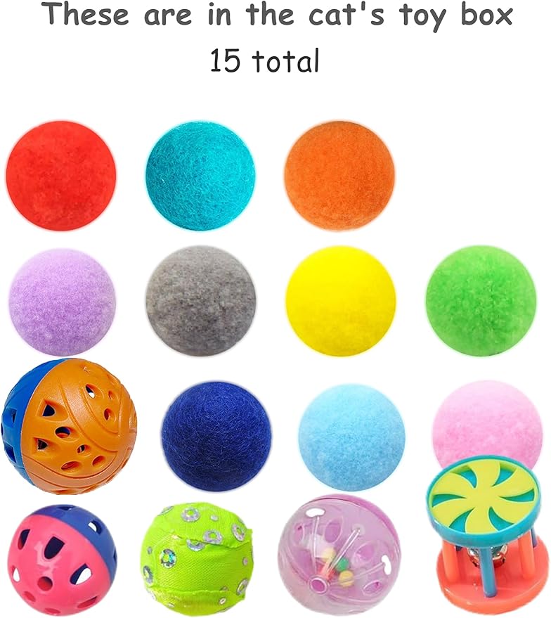 15-Pack Cat Toy Balls for Indoor Cats and Kittens (1.5'' - 2.2'', Cat Toys Mega Set)-PurrikoPets