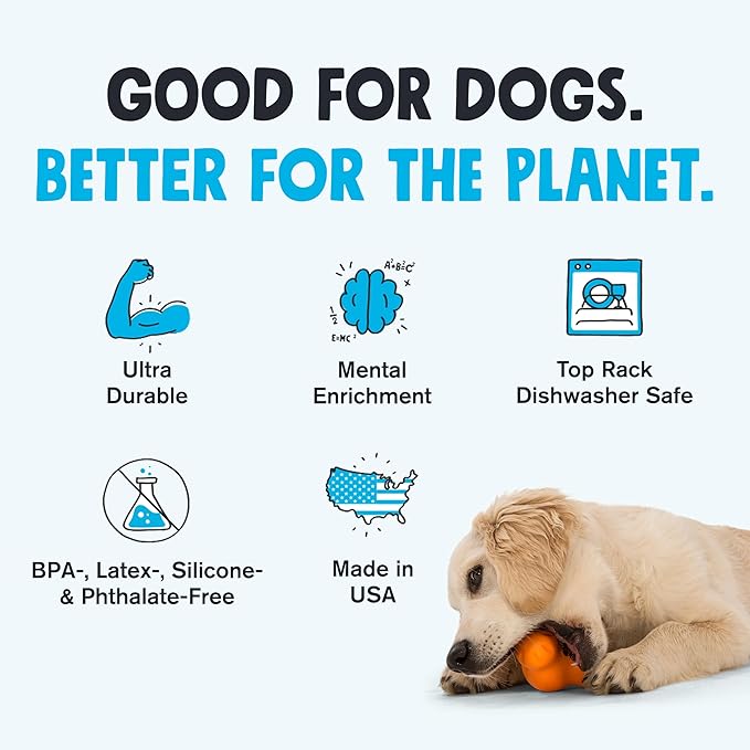 WEST PAW Zogoflex Tux Treat Dispensing Dog Chew Toy – Interactive Chewing Toy for Dogs – Dog Games for Aggressive Chewers, Fetch, Catch – Holds Kibble, Treats, Small 4",Periwinkle-PurrikoPets