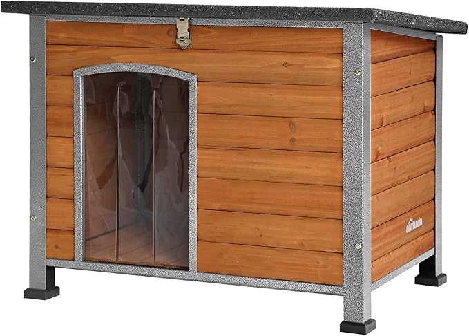 Aivituvin Dog House Outdoor & Indoor Unique All-Around Iron Frame Dog Kennel for Winter with Raised Feet Weatherproof for Small & Medium & Large Dogs-PurrikoPets