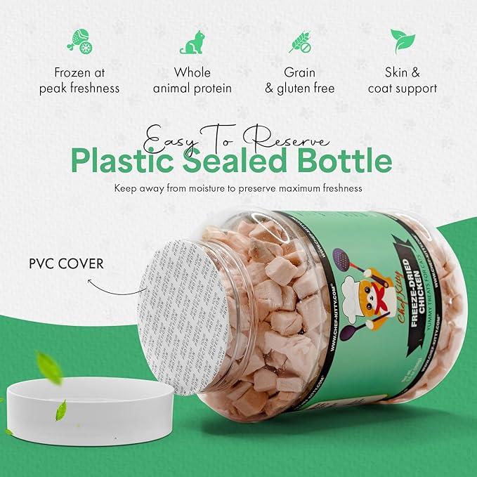 Freeze-Dried Chicken Treats for Cats & Dogs – 100% Human Grade, Single Ingredient, High-Protein, Healthy Snack – No Additives or Preservatives – 3.5oz - Inspected & Tested in USA-PurrikoPets