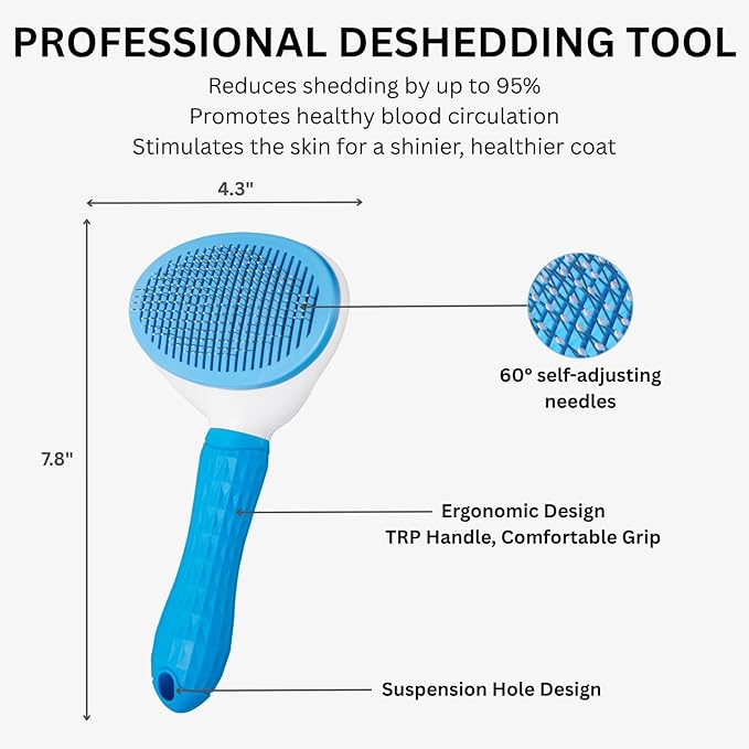 AIXINPET Cat & Dog Self Cleaning Slicker Brush - Easy to Remove Loose Fur, Harmless Deshedding Grooming Tool, Massaging Function - Suitable for Shedding & Furry Pets, like Rabbits and Ferrets-PurrikoPets