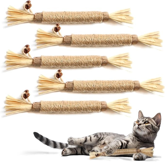 8.66 inches Silvervine Sticks Cat Toys, Natural Catnip Kittens Chew Toy for Teeth Cleaning,Big Catmint Blend Stick, Dental Kitty Chews for Indoor(5 Pack)-PurrikoPets