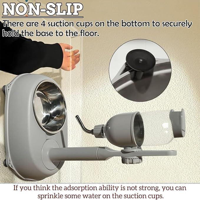 Fhiny Dog Water Feeder Bottle with Stand, Dispenser Automatic Water Food Bowl for Cage Leak-Proof No-Drip Adjustable Raised Pet Slow Water Bottle Dog Kennel Durable Drinker Container-PurrikoPets