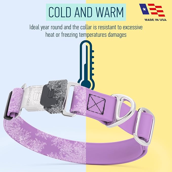 Dogline Biothane Waterproof Dog Collar with Herm Sprenger Stainless Steel Quick Release Buckle – Heavy Duty Tactical Durable Collar for Dogs – Comfortable and Safe Pet Collar, W 1" L 15-25", Amethyst-PurrikoPets