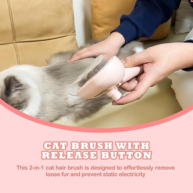 3-in-1 Steam Brush for Cats & Dogs – Hair Removal Comb with One-Click Release & Water Spray – Grooming Brush for Shedding, Long/Short Hair-PurrikoPets