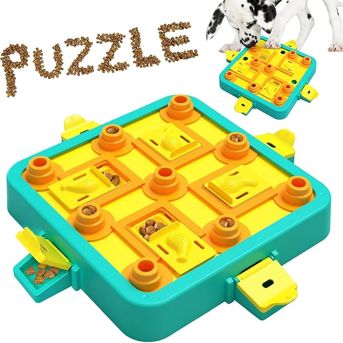 Dog Puzzle Toy Mental Stimulation - Level 3 in 1 Dogs Food Feeder Puzzle, Dog Treat Puzzle Feeder (Advanced-Blue Board)-PurrikoPets