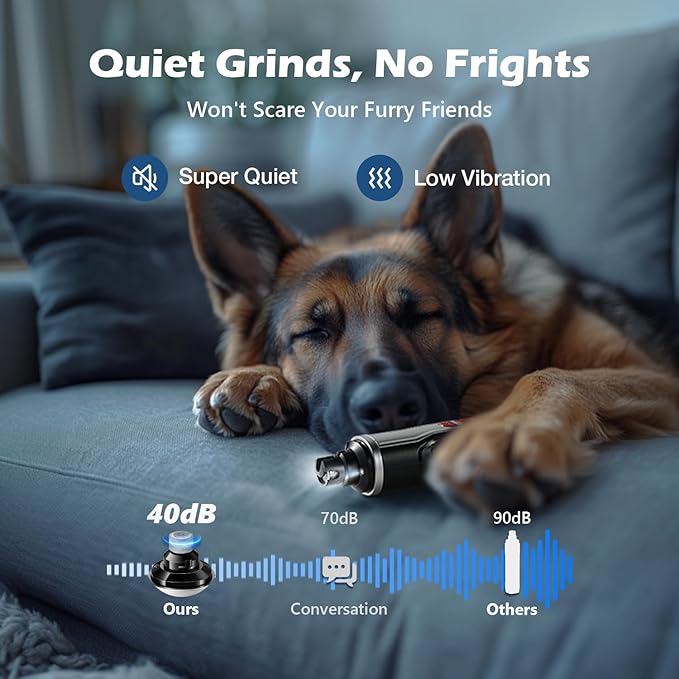 Dog Nail Grinder, Nail Clippers with LED Light, USB Rechargeable Electric Dog Nail Trimmer 5-Speed Paws Grooming & Smoothing for Large Medium Small Dogs Cats Pet-PurrikoPets