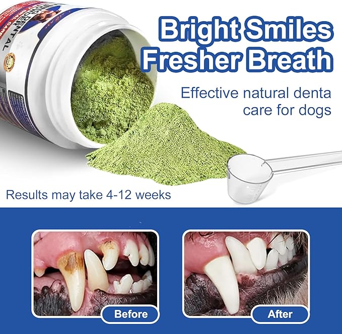 Dog Teeth Cleaning Powder 180G - Dog Dental Powder and Breath Freshener, Dogs Dental Care Supplies, Bad Breath & Tartar Remover for Dogs - Pet Dental Cleaner for All Breeds & Sizes - 60 Day Supply-PurrikoPets