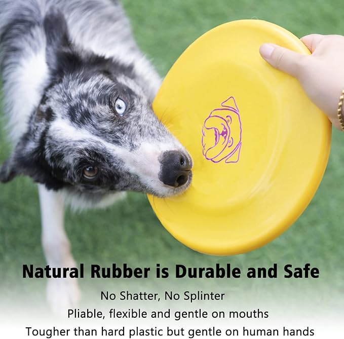 Dog Flying Disc, 3 Pcs Competition Dog Flyer Toy, Soft Indestructible Rubber Lightweight Flying Discs Toy for Dogs - Floats On Water, Gentle On Teeth and Gums-PurrikoPets