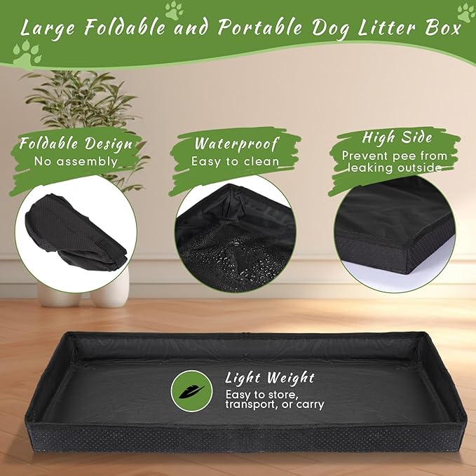 35'' x 22.6'' Dog Grass Pad Large Patch Potty with 2 Artificial Dog Grass Washable Puppy Pee Pad Foldable Dog Litter Box Indoor Outdoor Dog Potty Portable Pet Loo for Travel Balcony-PurrikoPets