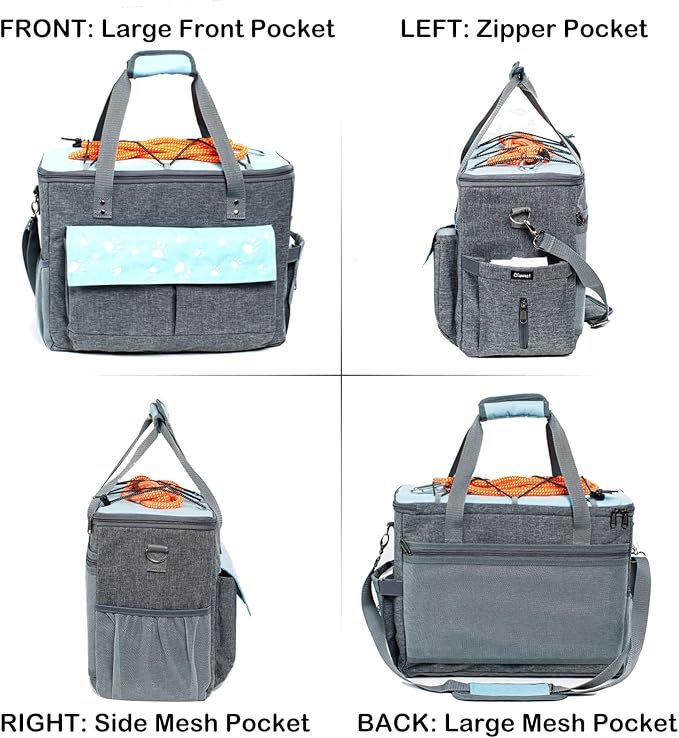 Dog Travel Bag, Airline Approved Dogs Bags for Traveling, 2 Dog 's Food Travel Container and Collapsible Bowls, Weekend Pet Travel Bags (X-Large)-PurrikoPets