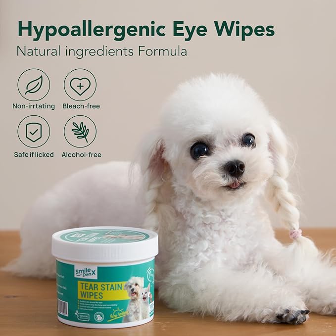 Dog Eye Wipes, Gentle Eye Wipes for Dogs & Cats, Pet Eye Cleaner Wash Removes Discharge, Crust, Debris, and Gunk (100, Blueberry)-PurrikoPets