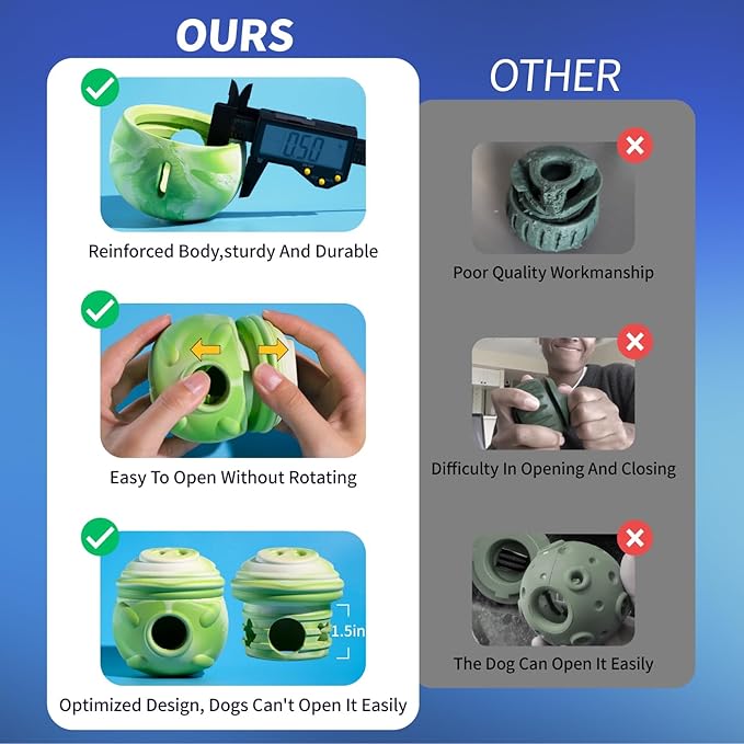 Dog Toy, Frozen Treat Toys, Treat Dispensing Chew Toy for Small Medium Large Dogs, Long-Lasting Interactive to Keep Pup Distracted & Reduces Anxiety, Freezable Fillable Dog Puzzle Toys - Green-PurrikoPets