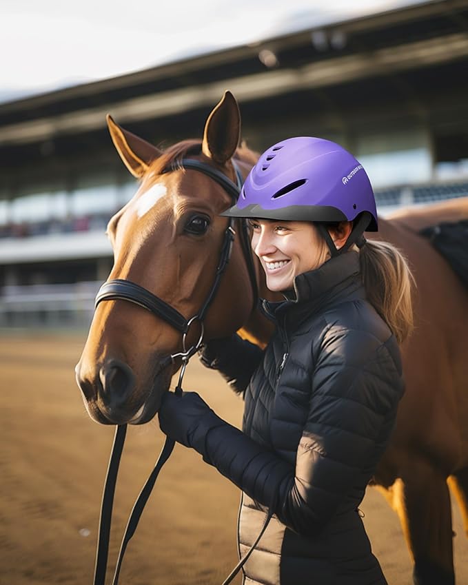 OutdoorMaster Equestrian Helmet, Horse Riding Helmet with Sun Visor and Excellent Ventilation, Adjustable Safe Helmet for Men, Women & Youth-PurrikoPets